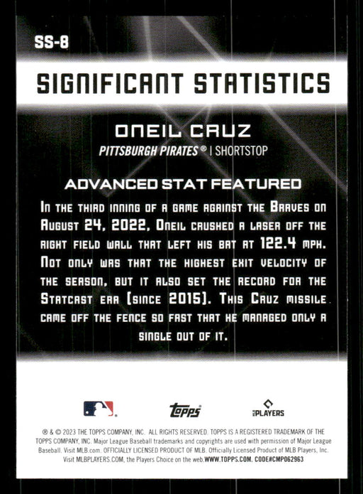 Oneil Cruz 2023 Topps Series 2 Back of Card