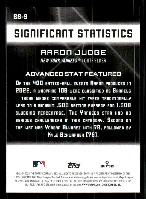 Aaron Judge 2023 Topps Series 2 Back of Card