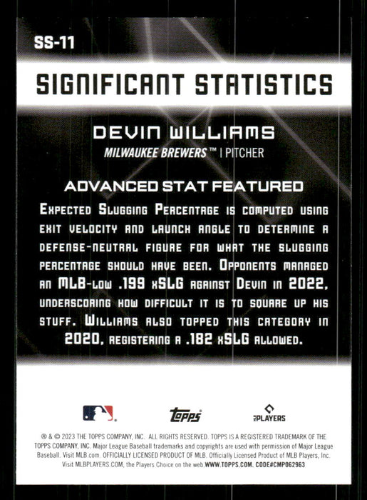 Devin Williams 2023 Topps Series 2 Back of Card