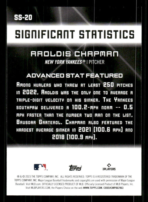 Aroldis Chapman 2023 Topps Series 2 Back of Card