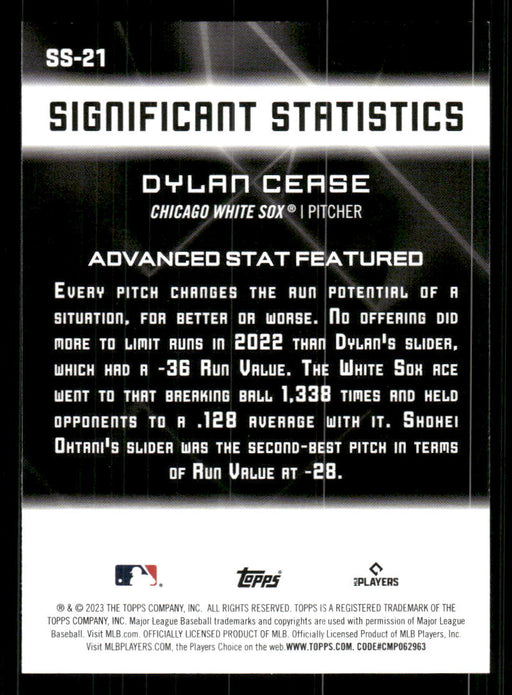 Dylan Cease 2023 Topps Series 2 Back of Card