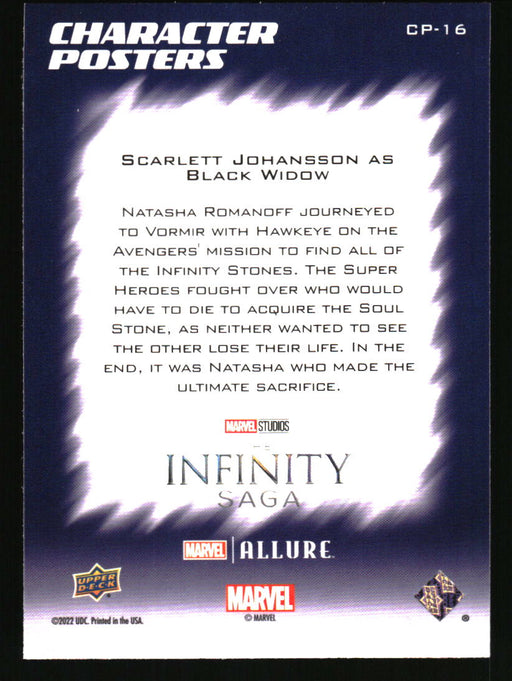 Scarlett Johansson as Black Widow 2022 Upper Deck Marvel Allure Back of Card