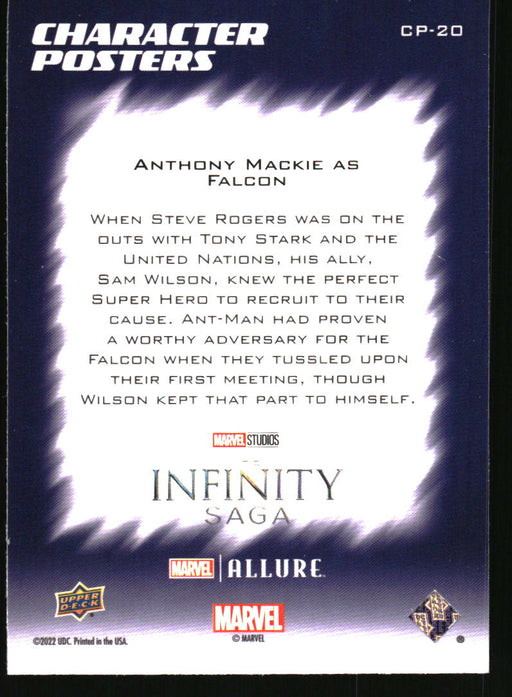 Anthony Mackie as Falcon 2022 Upper Deck Marvel Allure Back of Card