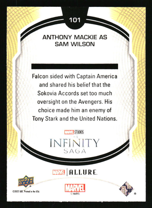 Anthony Mackie as Falcon 2022 Upper Deck Marvel Allure Back of Card