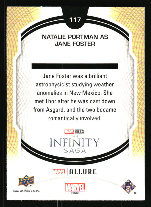 Natalie Portman as Jane Foster 2022 Upper Deck Marvel Allure Back of Card