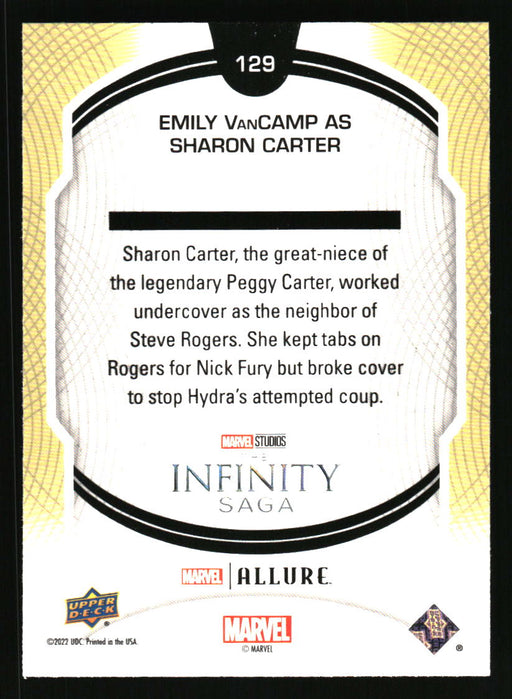 Emily VanCamp as Agent 13 2022 Upper Deck Marvel Allure Back of Card