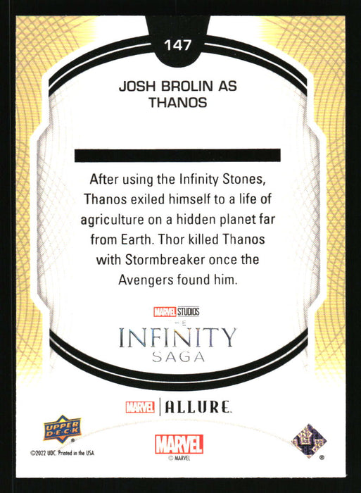 Josh Brolin as Thanos 2022 Upper Deck Marvel Allure Back of Card