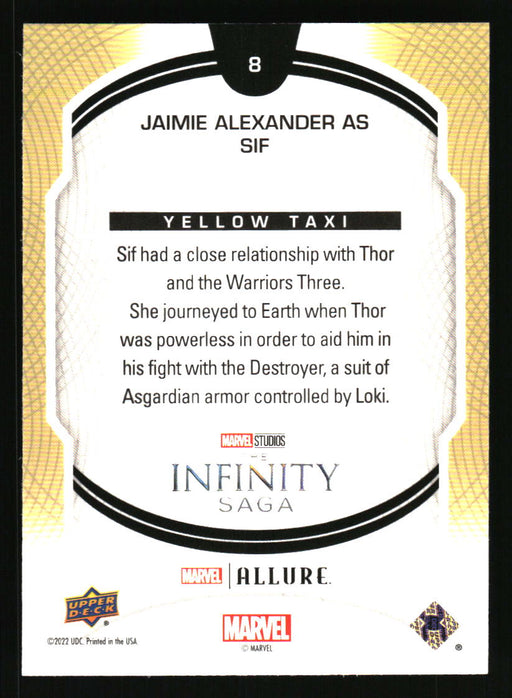 Jaimie Alexander as Sif 2022 Upper Deck Marvel Allure Back of Card