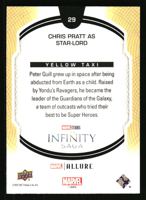 Chris Pratt as Star-Lord 2022 Upper Deck Marvel Allure Back of Card