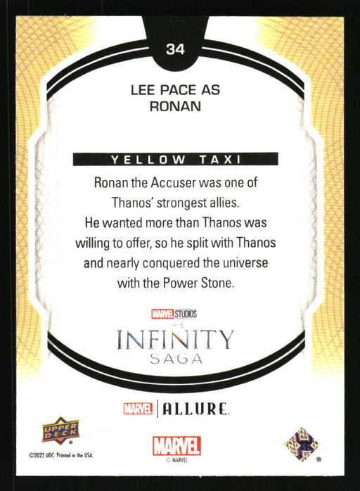 Lee Pace as Ronan 2022 Upper Deck Marvel Allure Back of Card