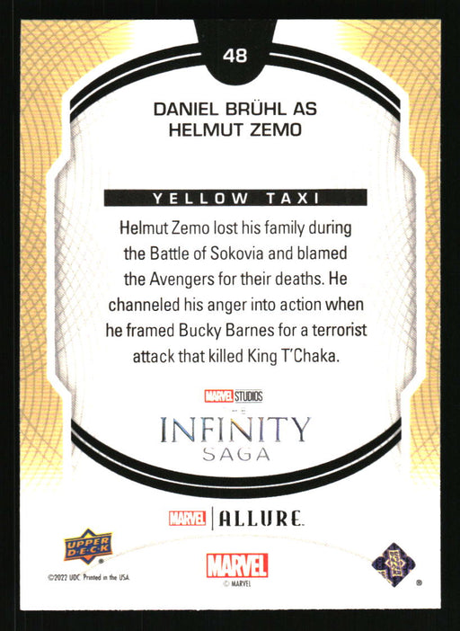 Daniel Bruhl as Zemo 2022 Upper Deck Marvel Allure Back of Card