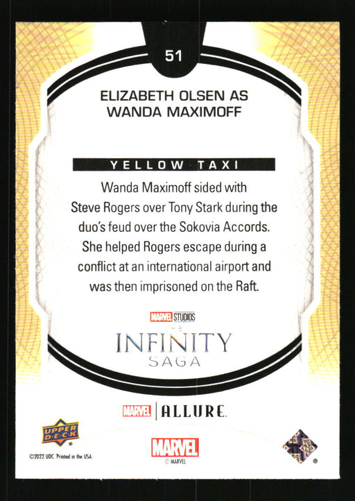 Elizabeth Olsen as Wanda Maximoff 2022 Upper Deck Marvel Allure Back of Card