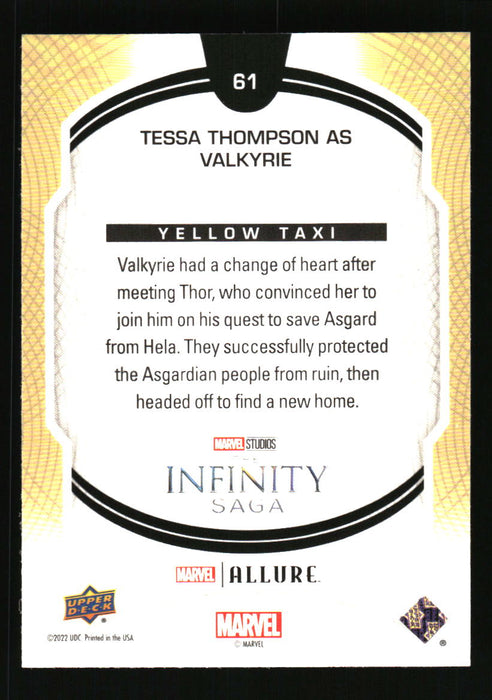 Tessa Thompson as Valkyrie 2022 Upper Deck Marvel Allure Back of Card