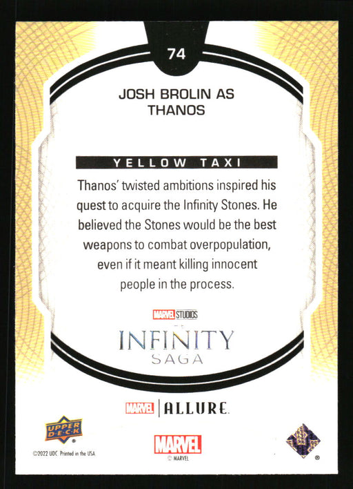 Josh Brolin as Thanos 2022 Upper Deck Marvel Allure Back of Card