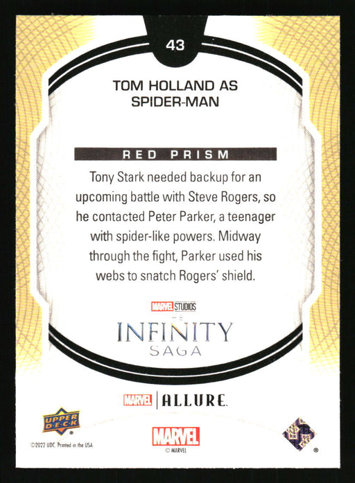 Tom Holland as Spider-Man 2022 Upper Deck Marvel Allure Back of Card