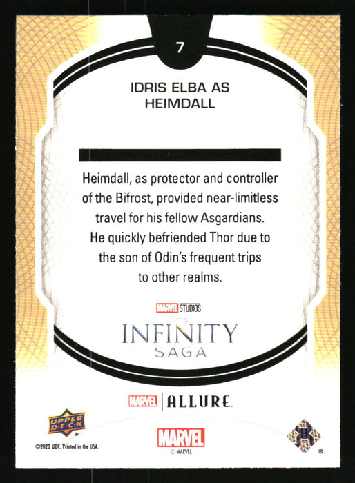 Idris Elba as Heimdall 2022 Upper Deck Marvel Allure Back of Card