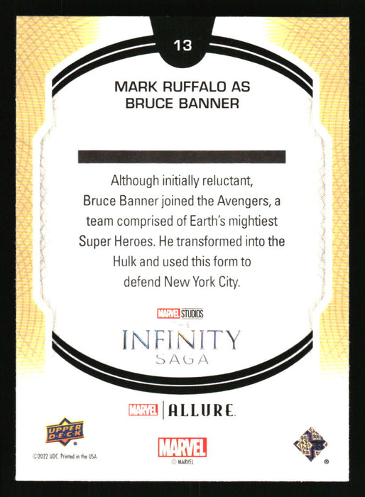 Mark Ruffalo as Hulk 2022 Upper Deck Marvel Allure Back of Card