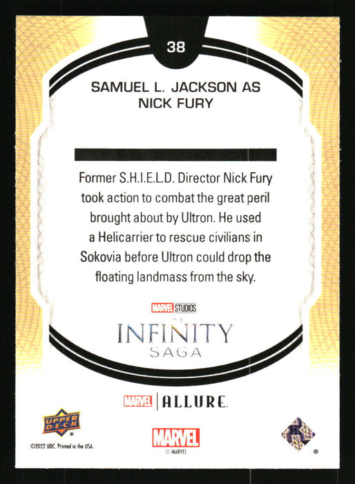 Samuel L. Jackson as Nick Fury 2022 Upper Deck Marvel Allure Back of Card