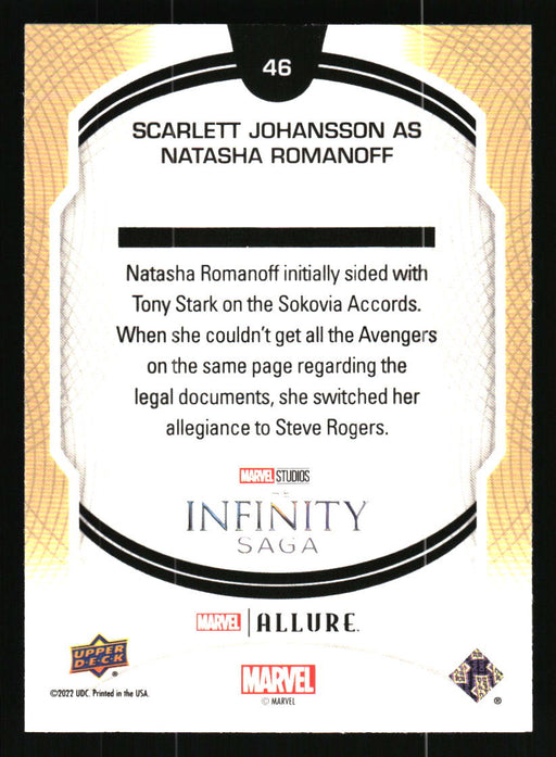 Scarlett Johansson as Black Widow 2022 Upper Deck Marvel Allure Back of Card