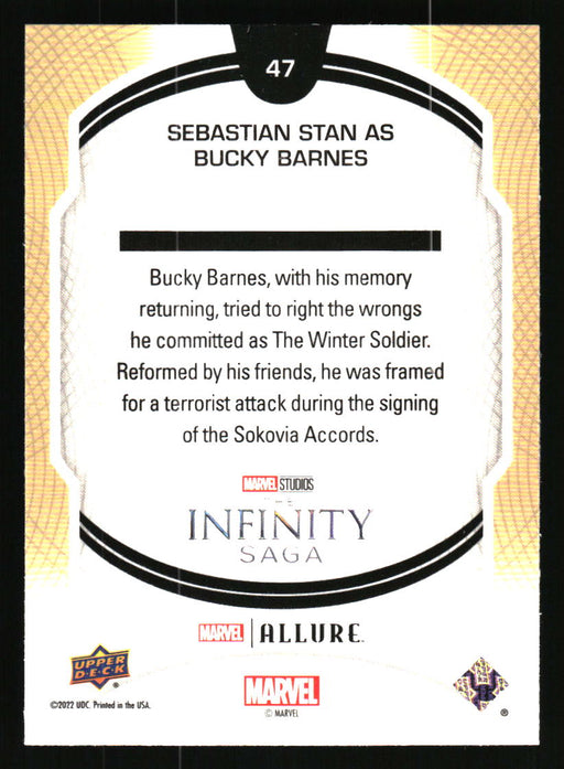 Sebastian Stan as Winter Soldier 2022 Upper Deck Marvel Allure Back of Card