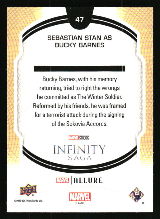 Sebastian Stan as Winter Soldier 2022 Upper Deck Marvel Allure Back of Card