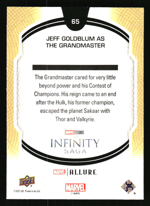 Jeff Goldblum as Grandmaster 2022 Upper Deck Marvel Allure Back of Card