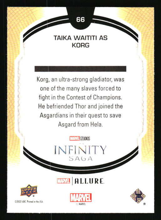 Taika Waititi as Korg 2022 Upper Deck Marvel Allure Back of Card