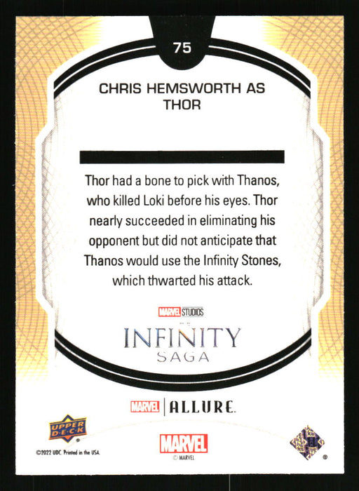 Chris Hemsworth as Thor 2022 Upper Deck Marvel Allure Back of Card