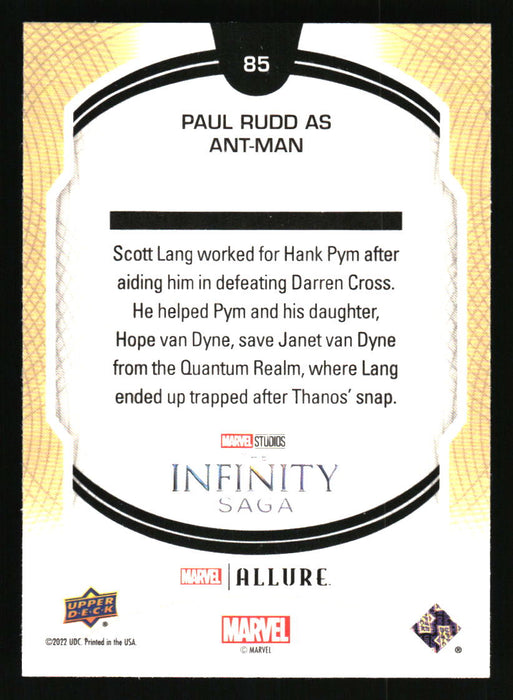 Paul Rudd as Ant-Man 2022 Upper Deck Marvel Allure Back of Card