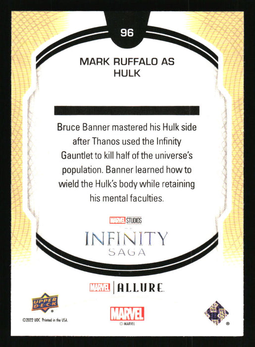 Mark Ruffalo as Hulk 2022 Upper Deck Marvel Allure Back of Card