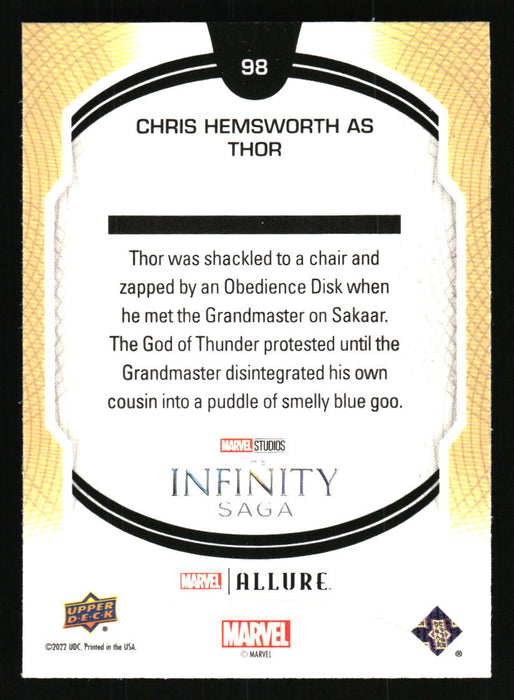 Chris Hemsworth as Thor 2022 Upper Deck Marvel Allure Back of Card