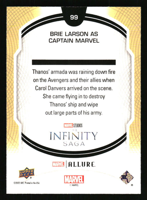 Brie Larson as Captain Marvel 2022 Upper Deck Marvel Allure Back of Card