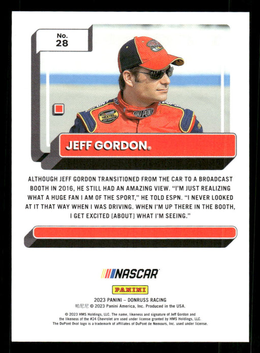 Jeff Gordon 2023 Panini Donruss Racing Red Back of Card