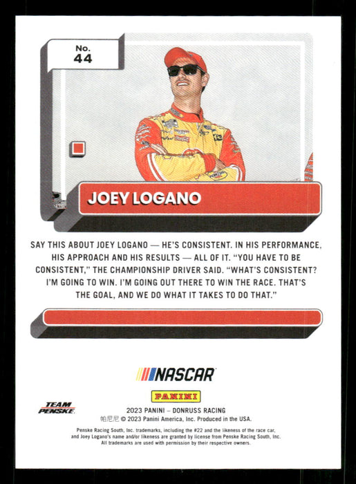 Joey Logano 2023 Panini Donruss Racing Red Back of Card