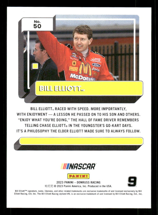 Bill Elliott 2023 Panini Donruss Racing Red Back of Card