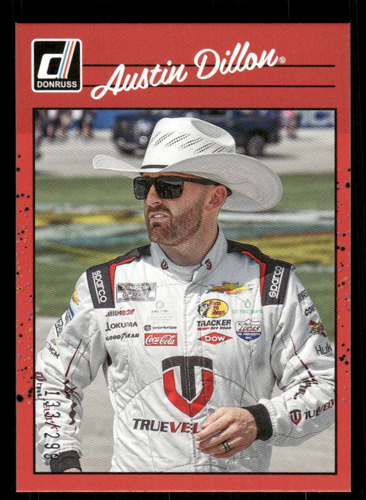Austin Dillon 2023 Panini Donruss Racing Red Retro 1990 Front of Card