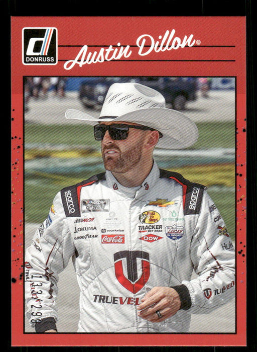 Austin Dillon 2023 Panini Donruss Racing Red Retro 1990 Front of Card