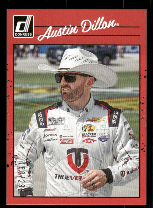 Austin Dillon 2023 Panini Donruss Racing Red Retro 1990 Front of Card
