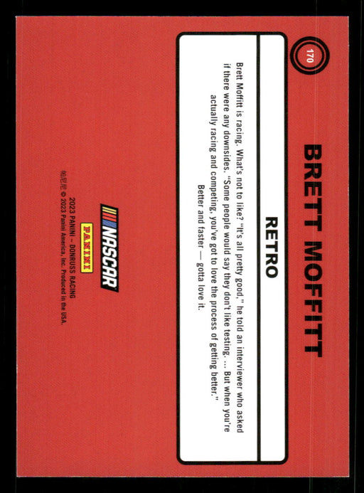 Brett Moffitt 2023 Panini Donruss Racing Red Retro 1990 Back of Card