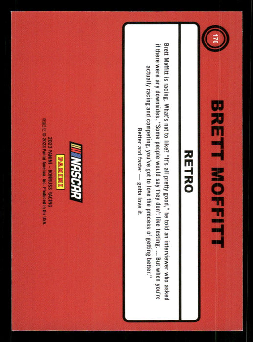 Brett Moffitt 2023 Panini Donruss Racing Red Retro 1990 Back of Card