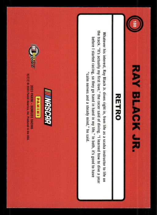 Ray Black Jr. 2023 Panini Donruss Racing Red Retro 1990 Back of Card