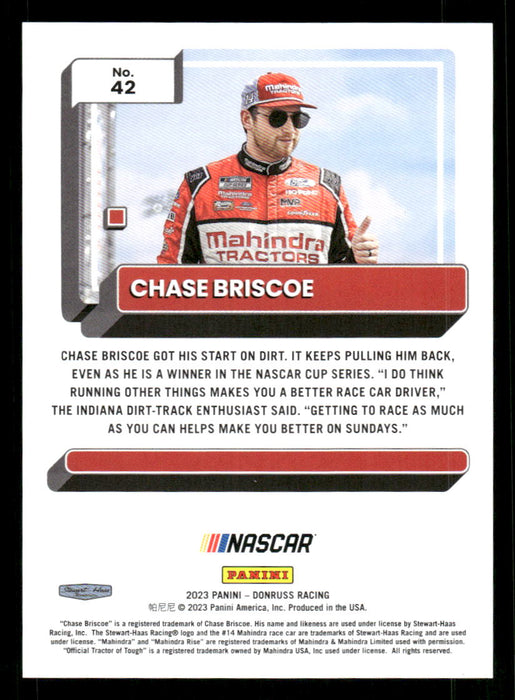 Chase Briscoe 2023 Panini Donruss Racing Navy Blue Back of Card