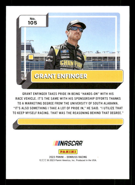 Grant Enfinger 2023 Panini Donruss Racing Navy Blue Back of Card