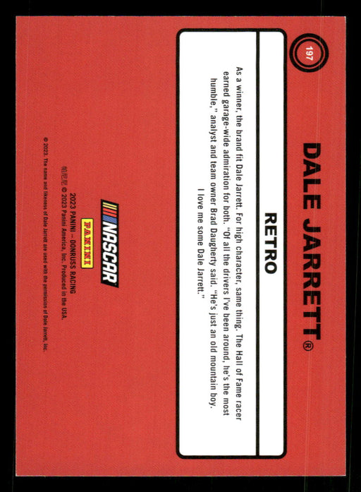 Dale Jarrett 2023 Panini Donruss Racing Navy Blue Retro 1990 Back of Card