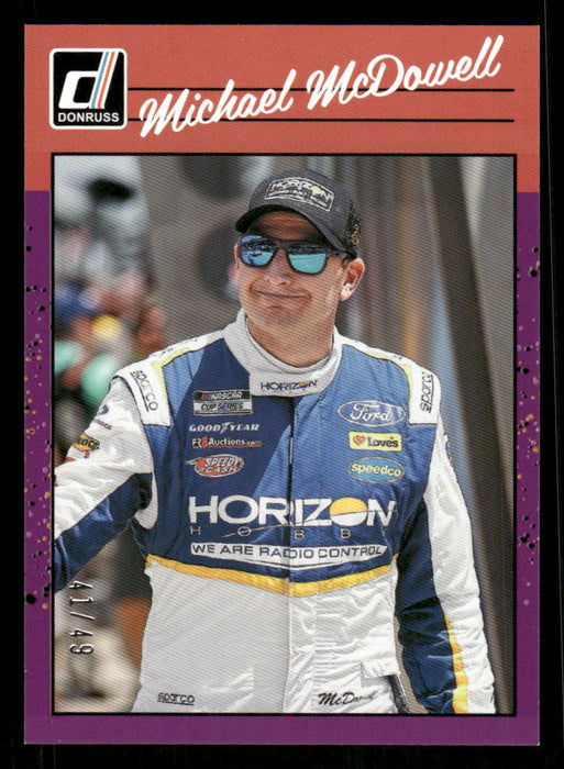 Michael McDowell 2023 Panini Donruss Racing Purple Retro 1990 Front of Card
