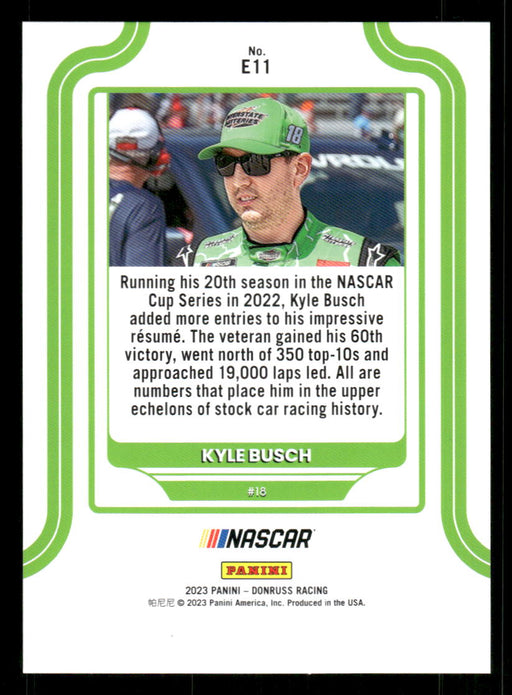 Kyle Busch 2023 Panini Donruss Racing Holo Elite Series Back of Card