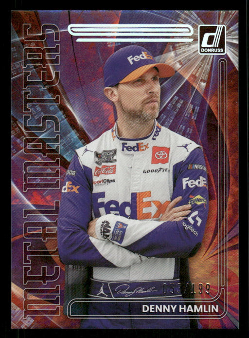 Denny Hamlin 2023 Panini Donruss Racing Holo Metal Masters Front of Card