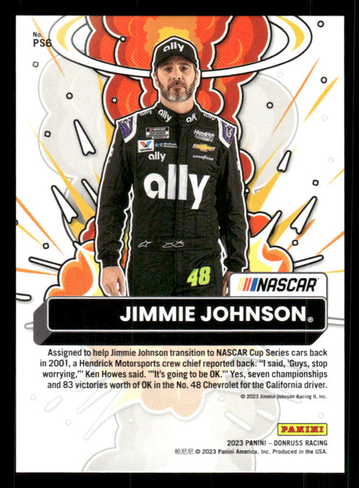 Jimmie Johnson 2023 Panini Donruss Racing Holo Power Squad Back of Card