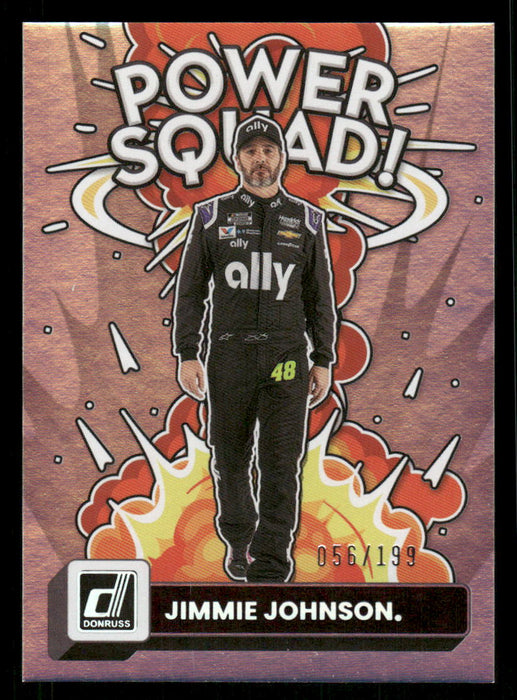 Jimmie Johnson 2023 Panini Donruss Racing Holo Power Squad Front of Card