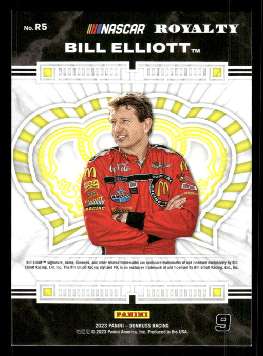 Bill Elliott 2023 Panini Donruss Racing Holo Royalty Back of Card